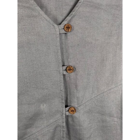 Kazu Womens 100% Irish Linen Top Medium Gray Lagenlook Minimalist Quiet Luxury - Picture 4 of 8